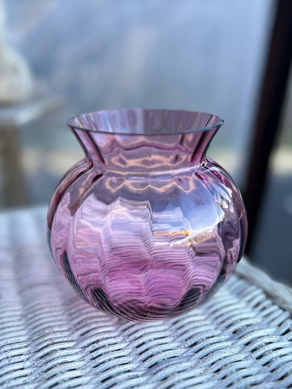 Pilgrim Glass CRANBERRY RIBBED
BALL VASE 5" - Picture 3 of 9